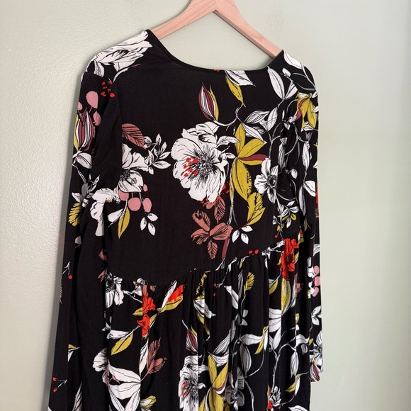 Free People Bella Floral Tunic Top Mini Dress Black Yellow Red White Size Small - Picture 7 of 11